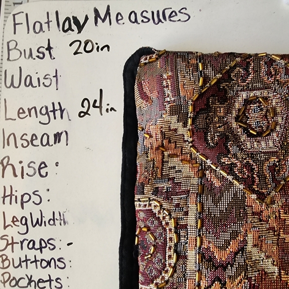 Vintage 90s academia beaded tapestry shortcoat vest - Picture 7 of 7